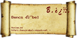 Bencs Ábel névjegykártya