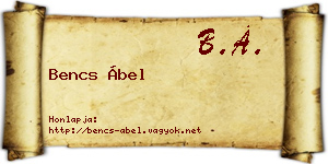 Bencs Ábel névjegykártya